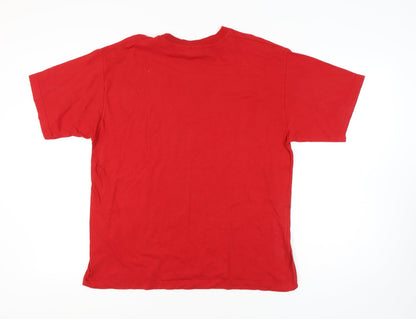 Gold Screens Unisex Red Crew Neck University T-Shirt L