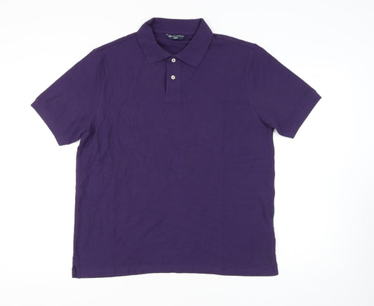 Marks and Spencer Men’s Purple Polo Shirt L