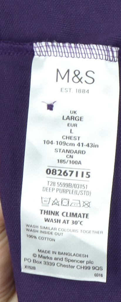 Marks and Spencer Men’s Purple Polo Shirt L