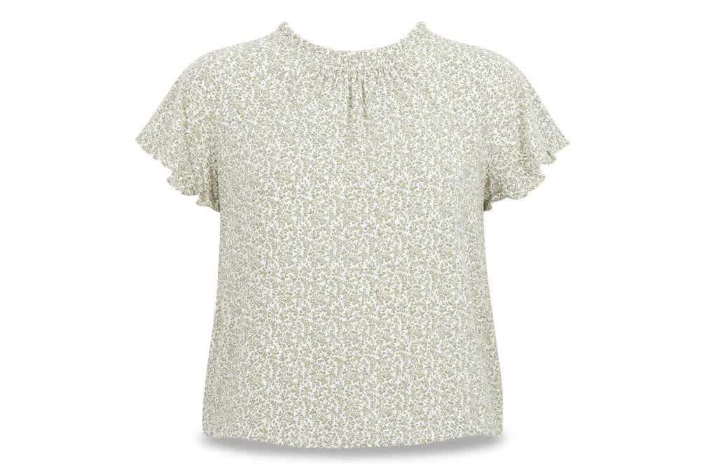 Front view of Marks & Spencer Women's Green Floral Top, size 14