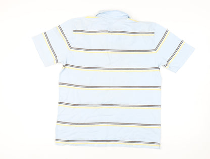 Maine New England Men's Blue Striped Polo Shirt M