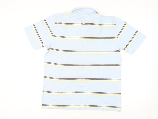 Maine New England Men's Blue Striped Polo Shirt M