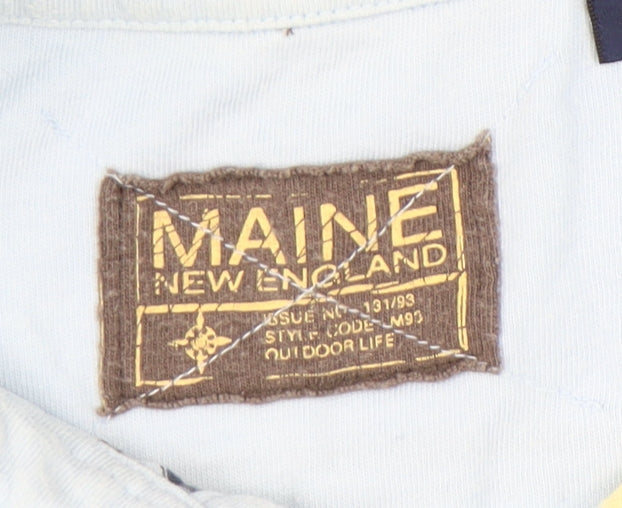 Maine New England Men's Blue Striped Polo Shirt M