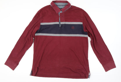 Marks and Spencer Mens Red Long Sleeve Polo M