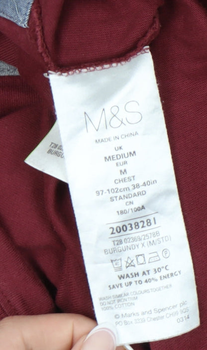 Marks and Spencer Mens Red Long Sleeve Polo M