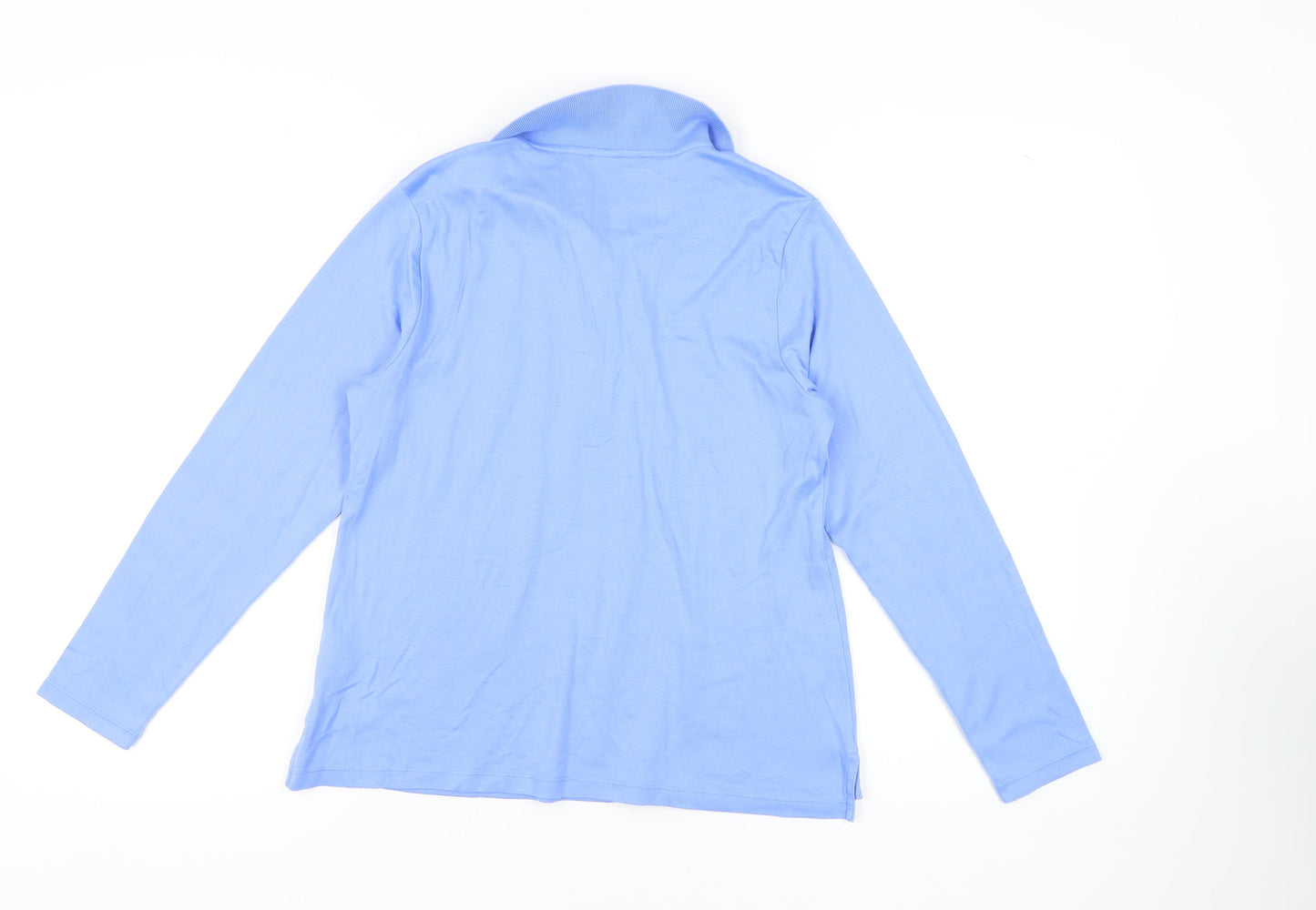 Lands' End Women’s Blue Petite Polo, Long Sleeve, Cotton