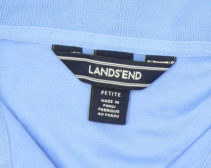 Lands' End Women’s Blue Petite Polo, Long Sleeve, Cotton