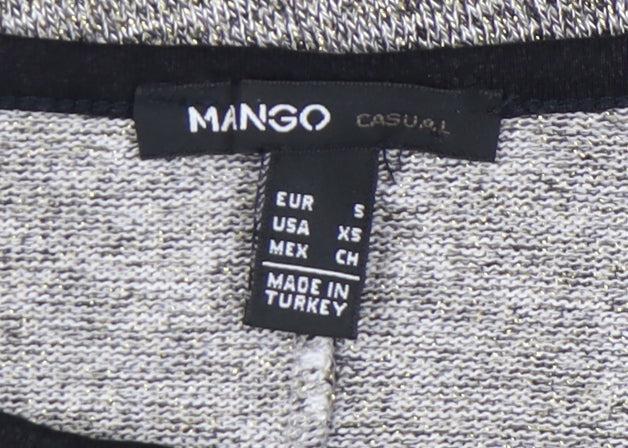 Womens UK Size 8 Mango Grey Basic T-Shirt