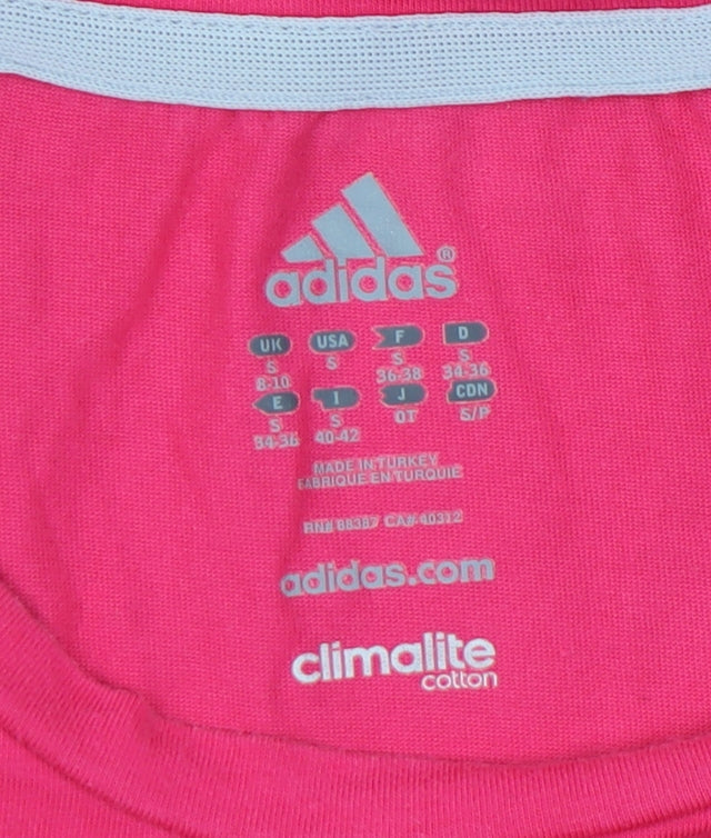 Adidas Women's Pink Activewear T-Shirt, Size S