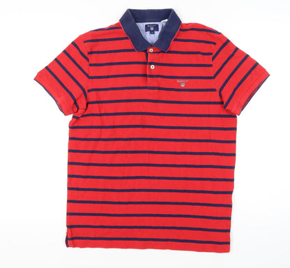 GANT Men's Red Striped Polo Shirt, Size M