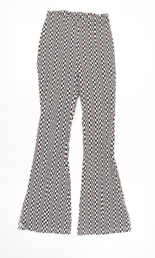 Topshop Women's Multicoloured Flared Trousers Size 6