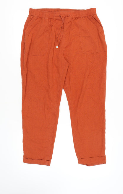 Bonmarché Women's Orange Jogger Trousers Size 16