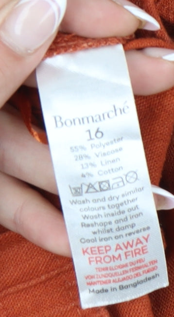 Bonmarché Women's Orange Jogger Trousers Size 16