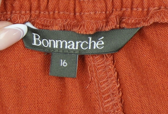 Bonmarché Women's Orange Jogger Trousers Size 16