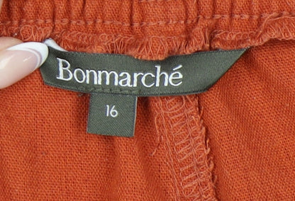 Bonmarché Women's Orange Jogger Trousers Size 16
