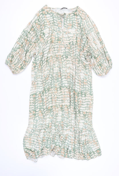 UNISONO Women's Multicoloured Shift Dress, Size L, 3/4 Sleeve