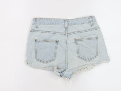 Boohoo Women's Blue High Waist Cut-Off Denim Shorts