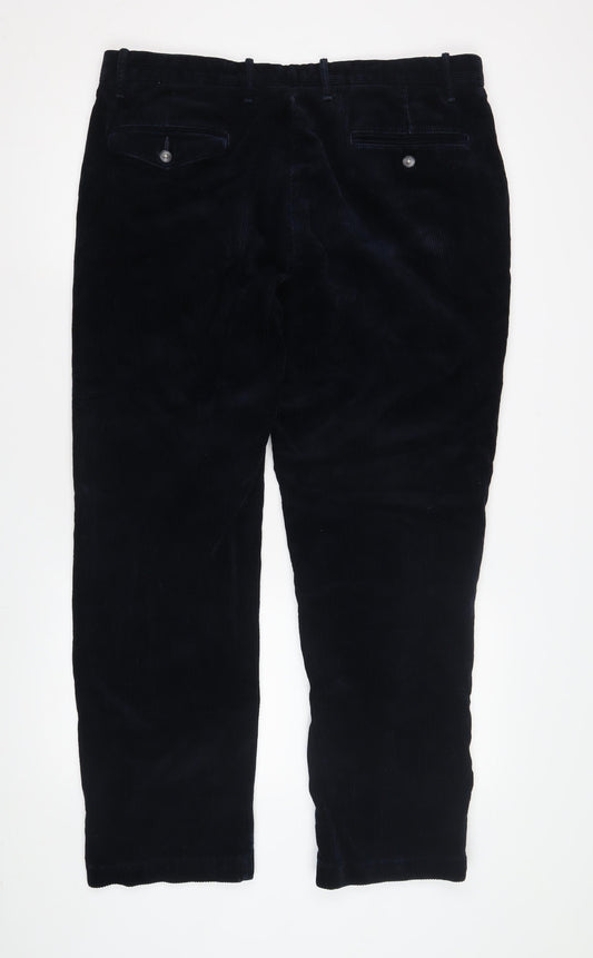 Marks and Spencer Men's Blue Corduroy Trousers, Size 38