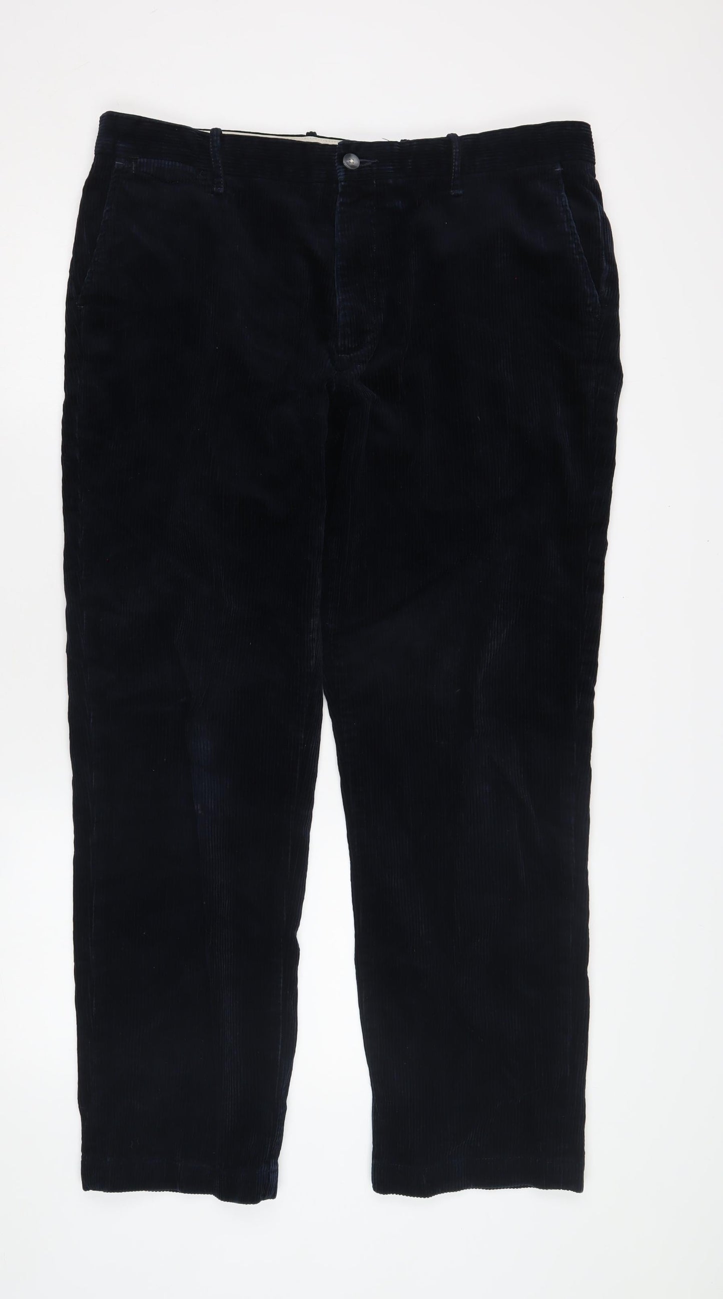 Marks and Spencer Men's Blue Corduroy Trousers, Size 38