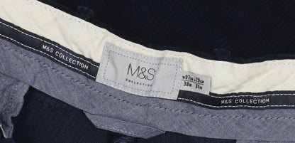 Marks and Spencer Men's Blue Corduroy Trousers, Size 38