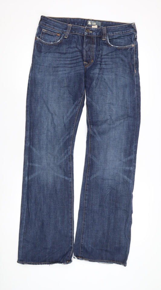 Men's Blue Straight Leg Distressed Jeans Size 32