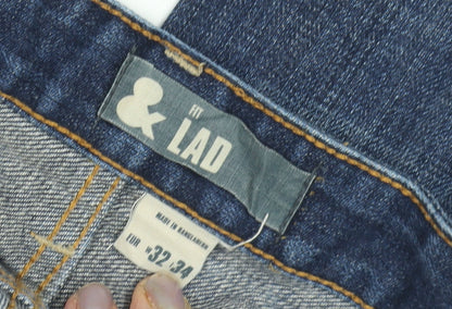 Men's Blue Straight Leg Distressed Jeans Size 32