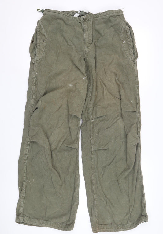 BDG Green Cargo Trousers for Men - Size S, Corduroy