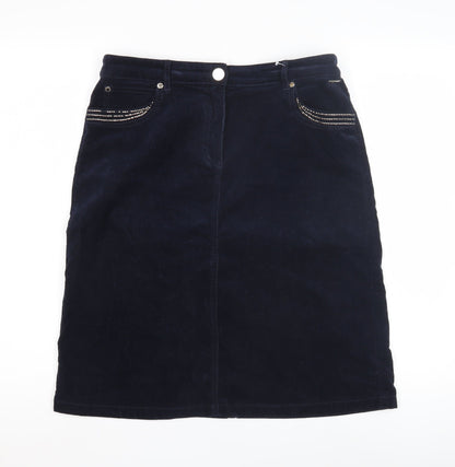 Marks and Spencer Women's Blue Corduroy Skirt, Size 12