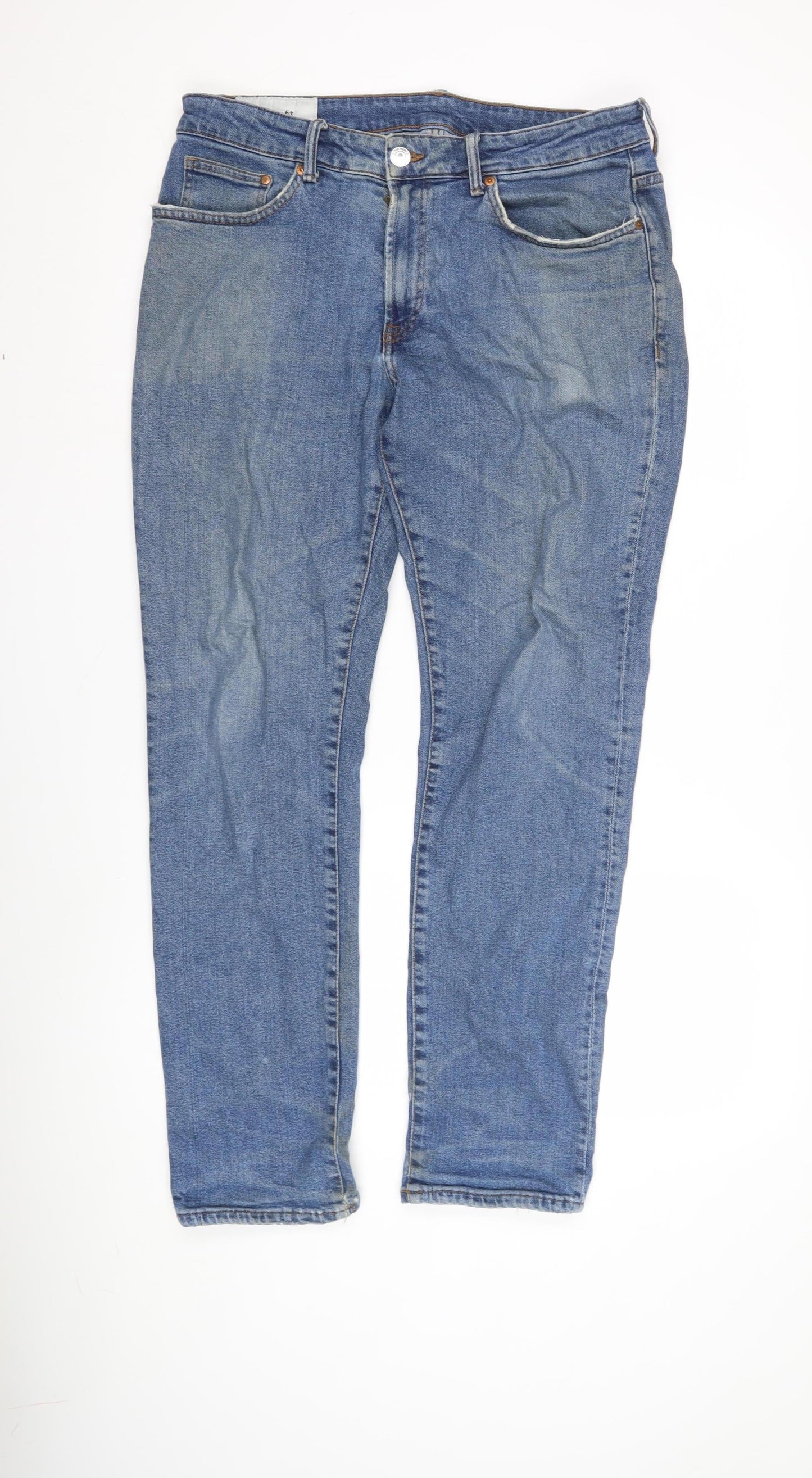 H&M Men's Blue Regular Fit Straight Jeans 34/32