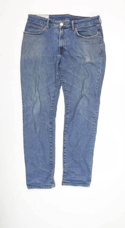 H&M Men's Blue Regular Fit Straight Jeans 34/32