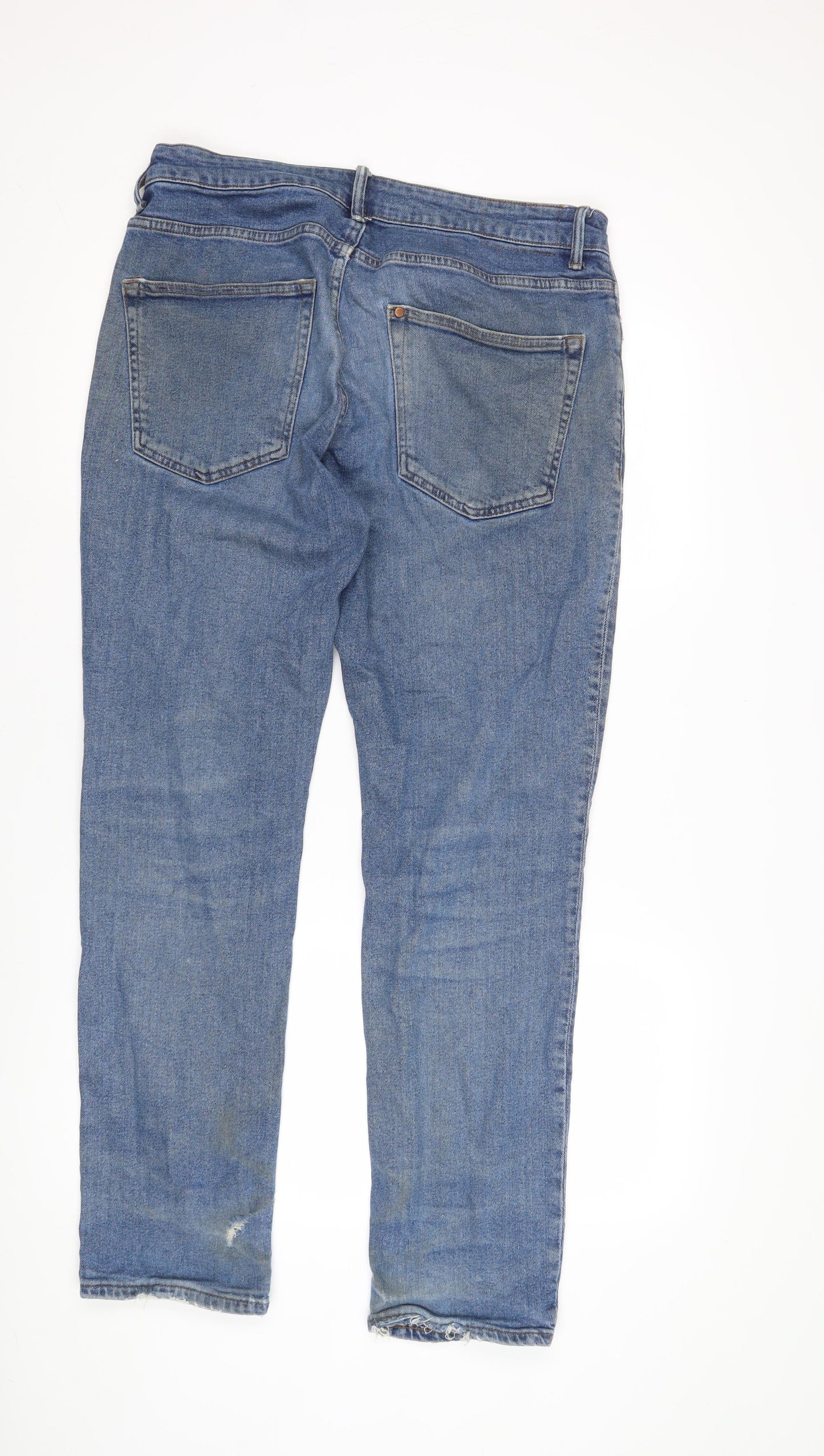 H&M Men's Blue Regular Fit Straight Jeans 34/32