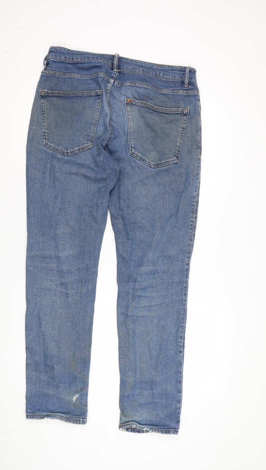 H&M Men's Blue Regular Fit Straight Jeans 34/32
