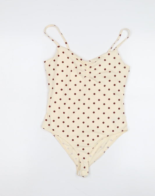 River Island Women's Ivory Polka Dot Bodysuit Size 8