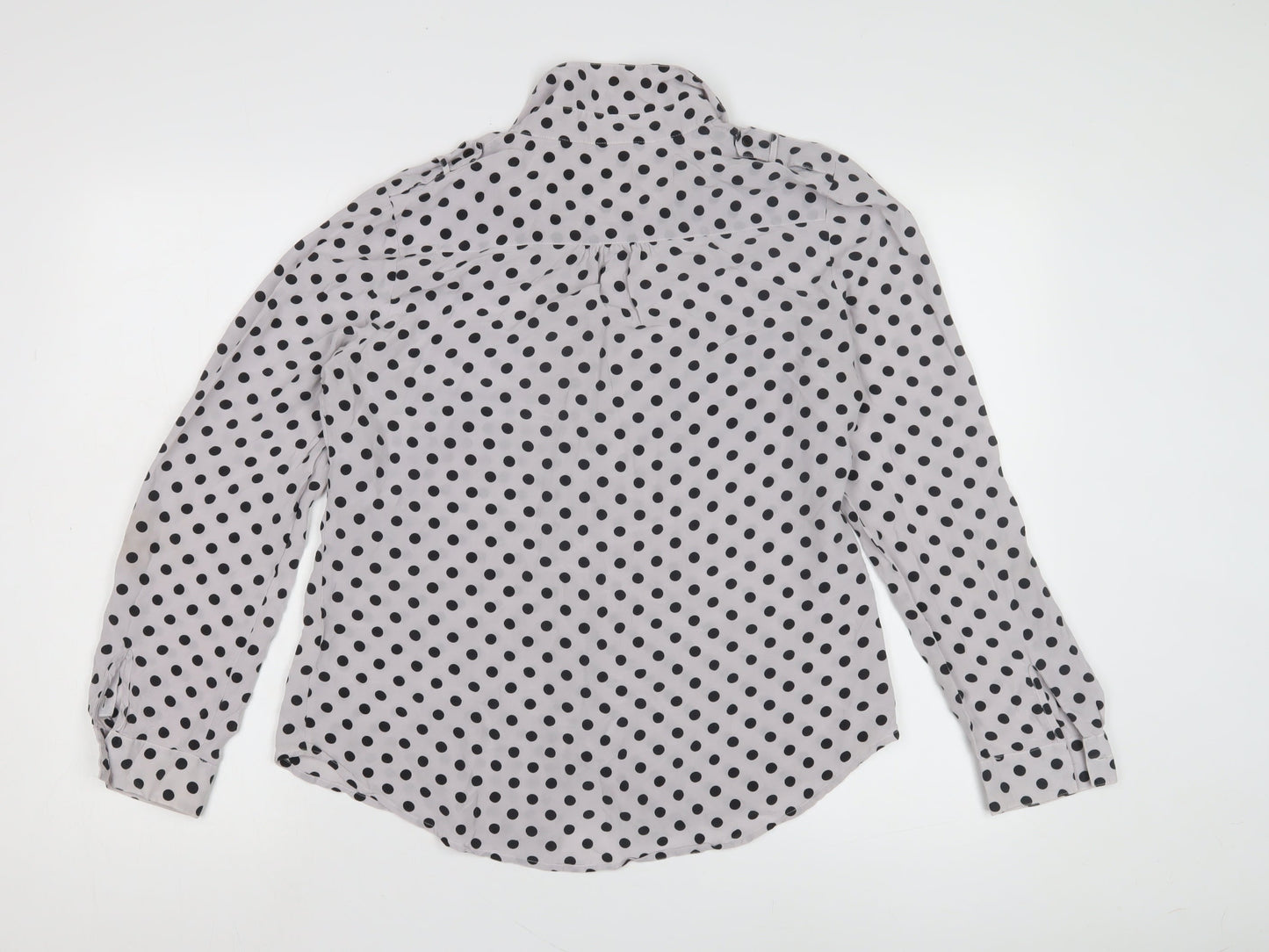 John Lewis Women's Black Polka Dot Button-Up Shirt, Size 12