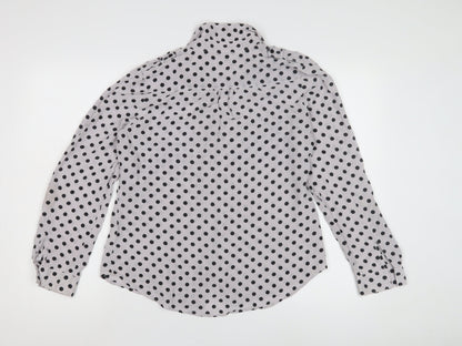 John Lewis Women's Black Polka Dot Button-Up Shirt, Size 12