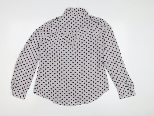 John Lewis Women's Black Polka Dot Button-Up Shirt, Size 12