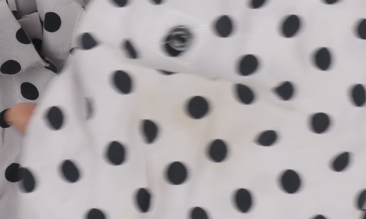 John Lewis Women's Black Polka Dot Button-Up Shirt, Size 12