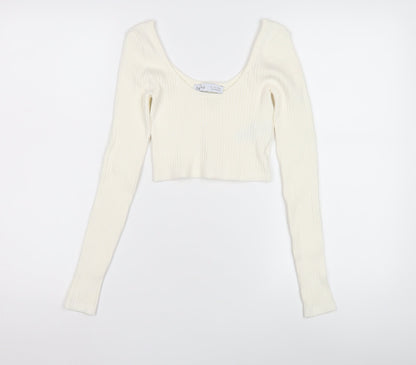 Womens UK Size UK 10 Bershka Ivory Pullover Jumper
