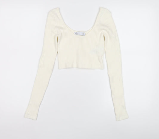Womens UK Size UK 10 Bershka Ivory Pullover Jumper