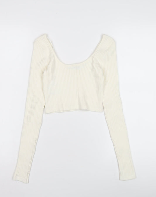 Womens UK Size UK 10 Bershka Ivory Pullover Jumper