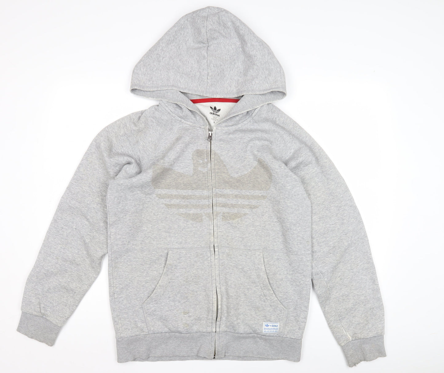 Mens UK Size S adidas Grey Full Zip Hoodie