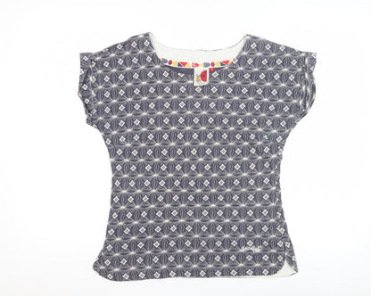 Womens UK Size 8 Weird Fish Blue Basic T-Shirt
