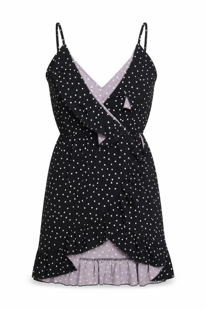 Boohoo Women's Black Polka Dot Wrap Dress 10