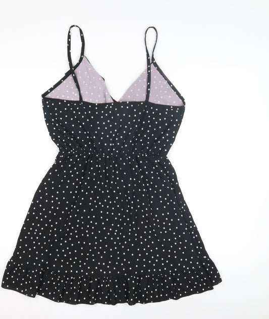 Boohoo Women's Black Polka Dot Wrap Dress 10