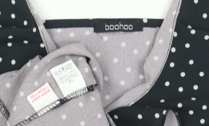 Boohoo Women's Black Polka Dot Wrap Dress 10