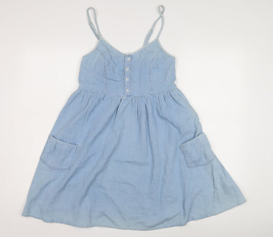 Topshop Blue Women's Fit & Flare Dress Size 10