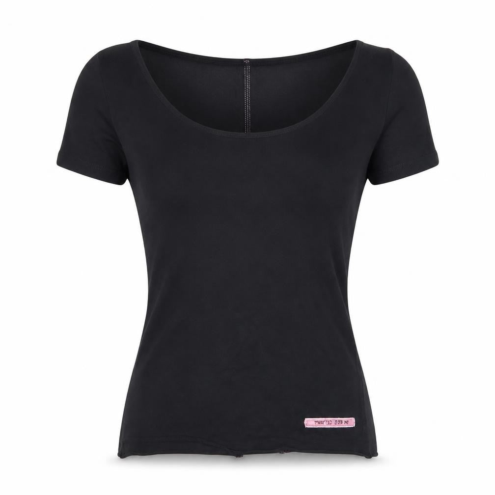Front view of Twisted Ribbon Women's Black Scoop Neck Top