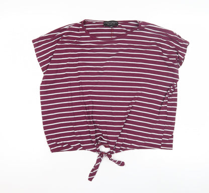 Dorothy Perkins Purple Striped Women's T-Shirt M Casual