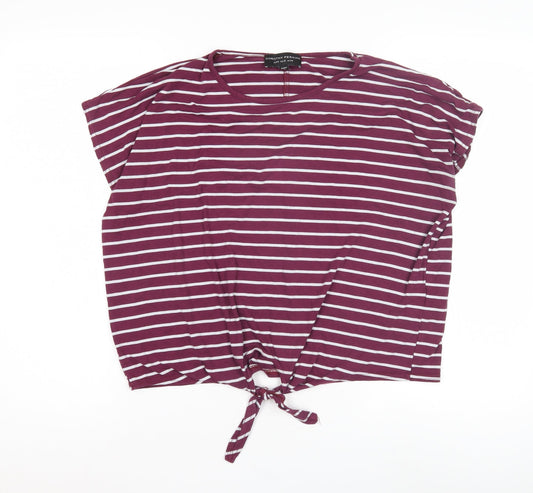 Dorothy Perkins Purple Striped Women's T-Shirt M Casual