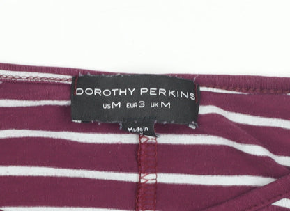 Dorothy Perkins Purple Striped Women's T-Shirt M Casual